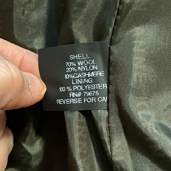 Anne Klein Dark Olive Double-Breasted Wool Cashmere Blend Coat Size 4 NWT - Picture 7 of 9